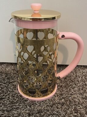 Pink and Gold Heart French Press Coffee